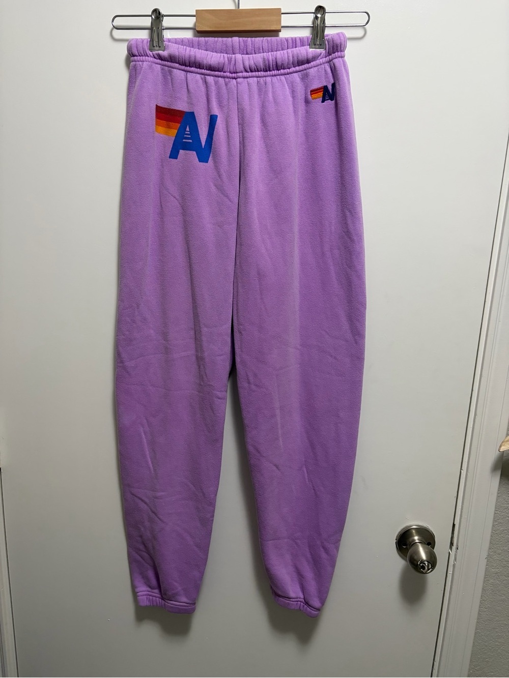 Aviator Nation Logo Jogger Sweatpants Neon Purple Size XS Made in USA